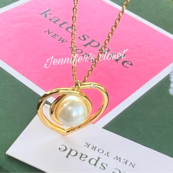 NWT ♠️ Kate Spade Pearl Heart Pendant Necklace - Picture 4 of 5